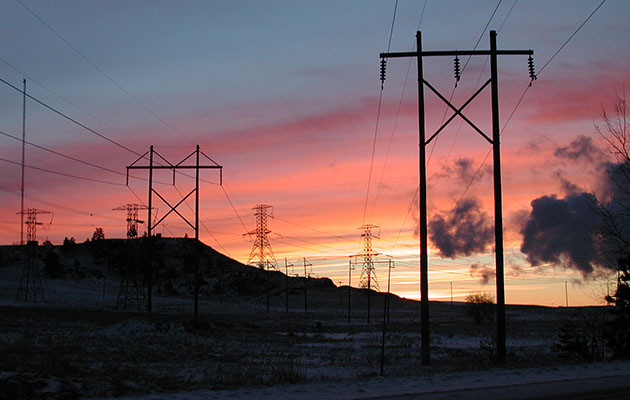 Transmission lines in Colstrip, Montana.